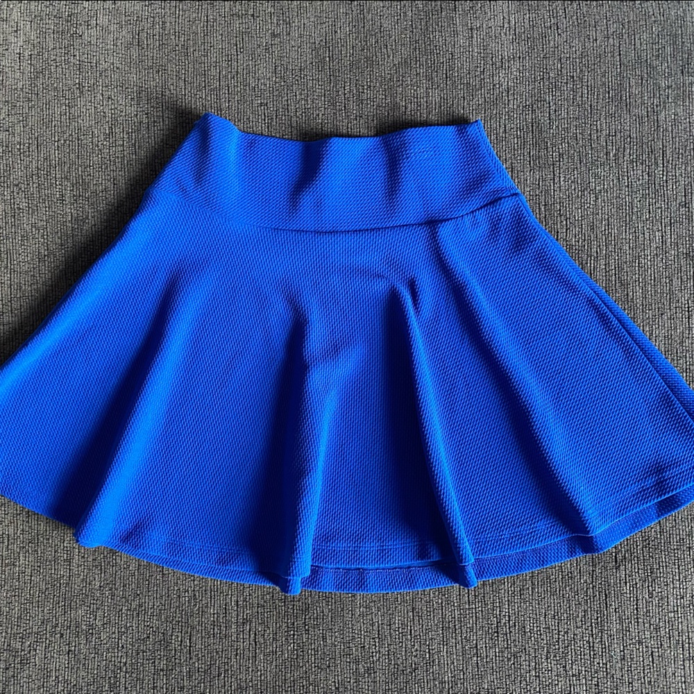 Medium royal blue flare mini skirt
